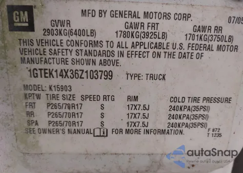 2006 GMC Sierra 1500 Work Truck from USA, damaged, VIN 1GTEK14X36Z103799